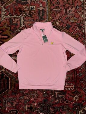 Pink Quarter-Zip Pullover with Golf Logo. Masters